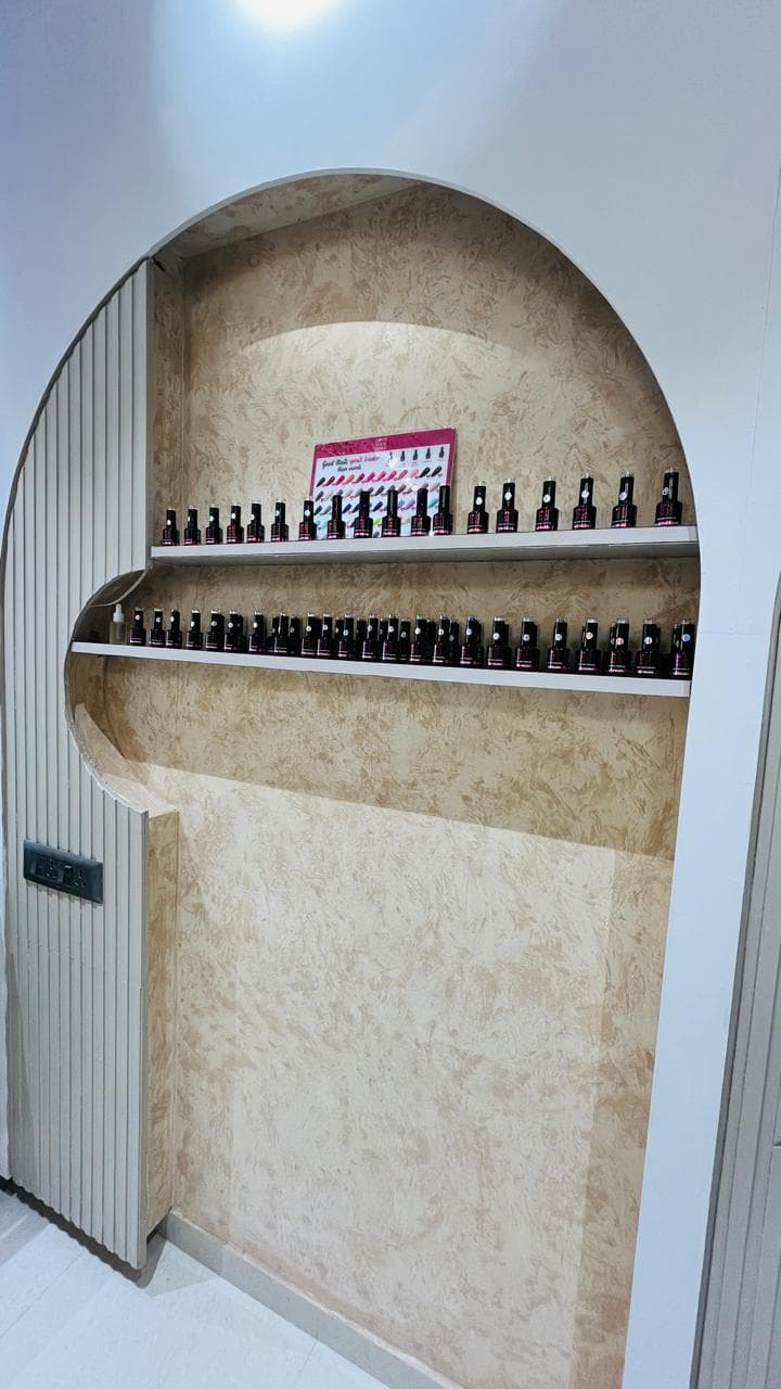 The nail polish display in the salon